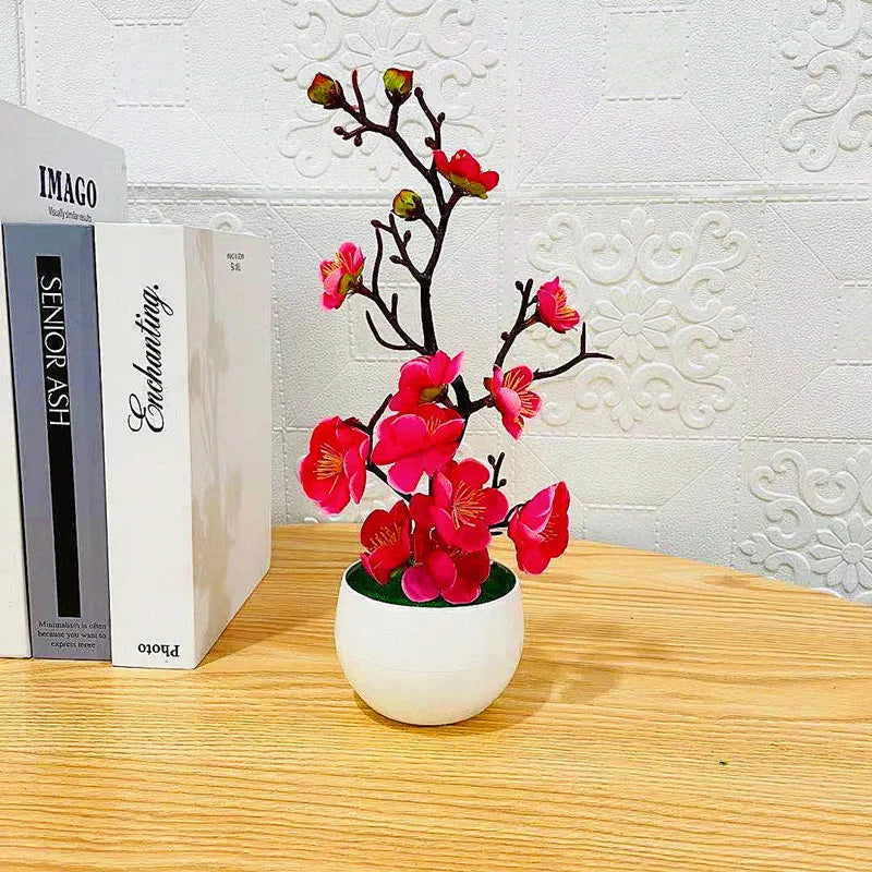 Artificial Plum Blossom Bonsai Potted Plant