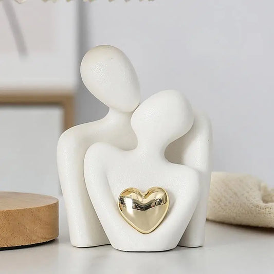 Ceramic Couple Hugging Figurine