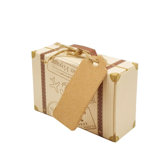 10pcs Mini Luggage Gift Boxes with Hemp Rope Tags