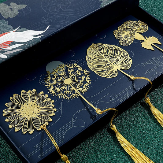 Golden Lotus & Rose Bookmark