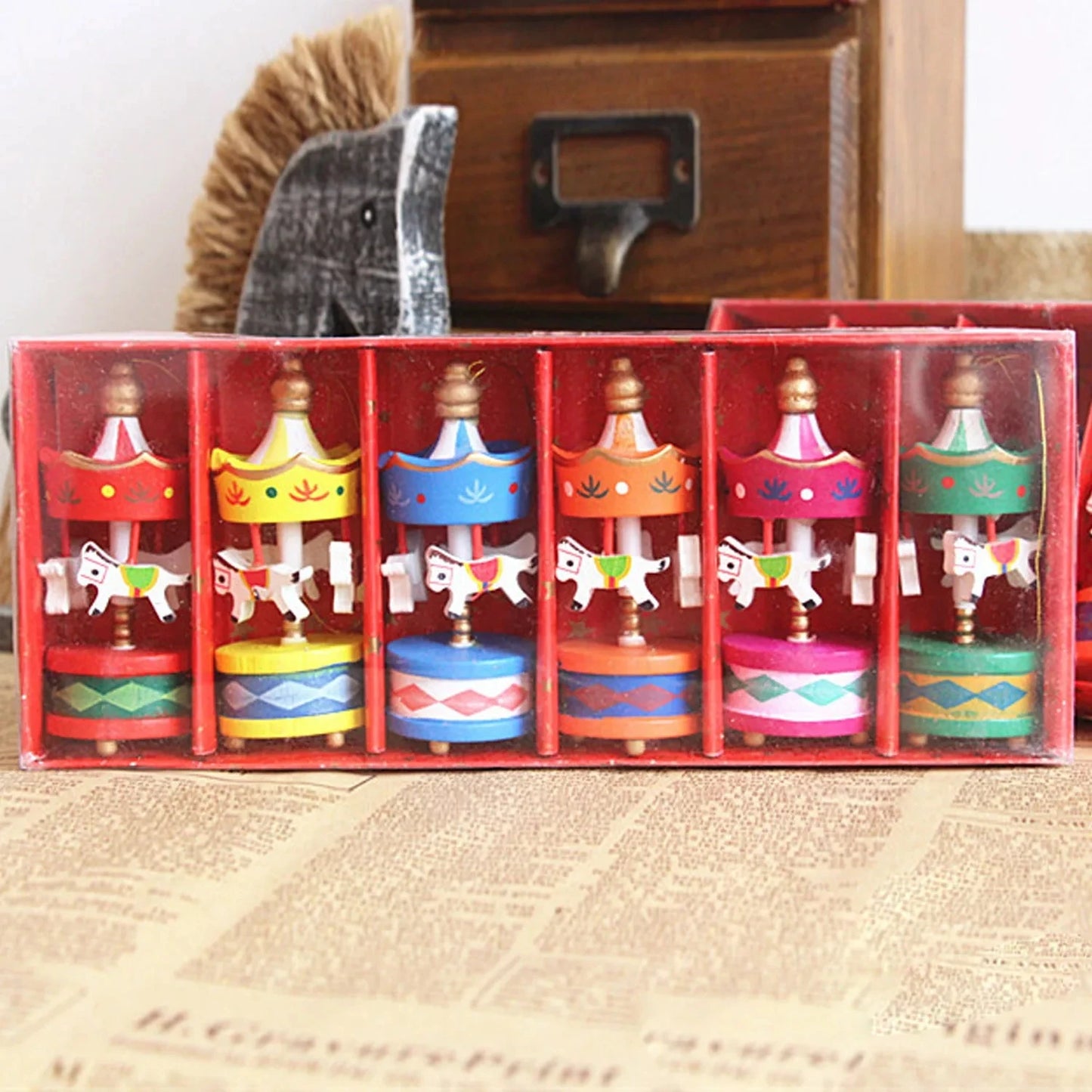 Christmas Wooden Carousel Horse Ornament