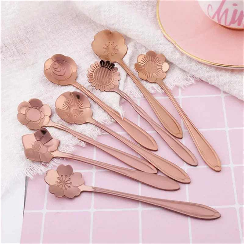 Stainless Steel Flower Spoon Set (8pcs)