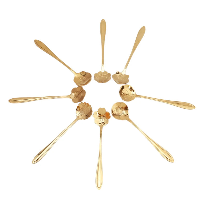 Stainless Steel Flower Spoon Set (8pcs)