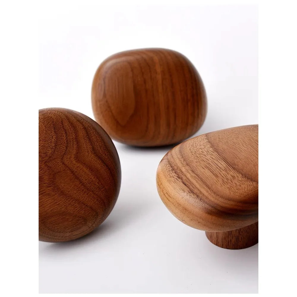 Nordic Solid Wood Pebble Drawer Handle