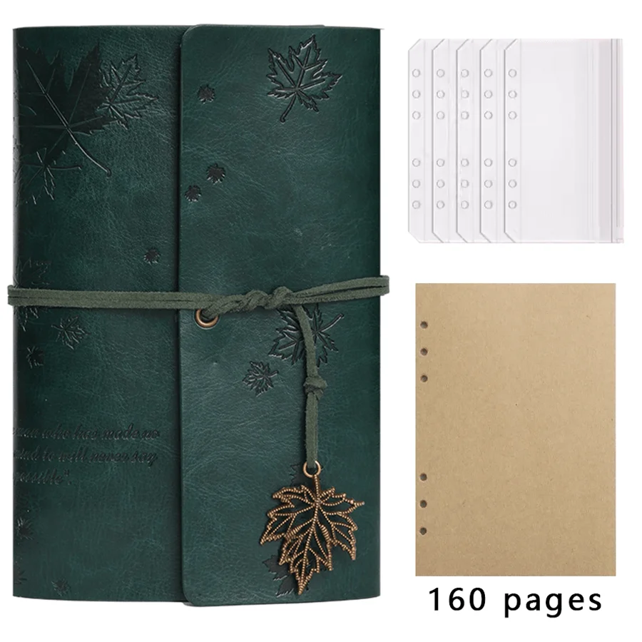 Nostalgic Fallen Leaf Vintage Leather Diary