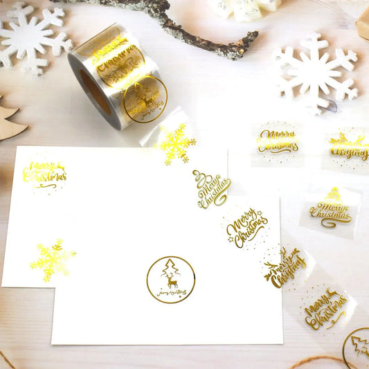 500pcs Transparent Merry Christmas Stickers