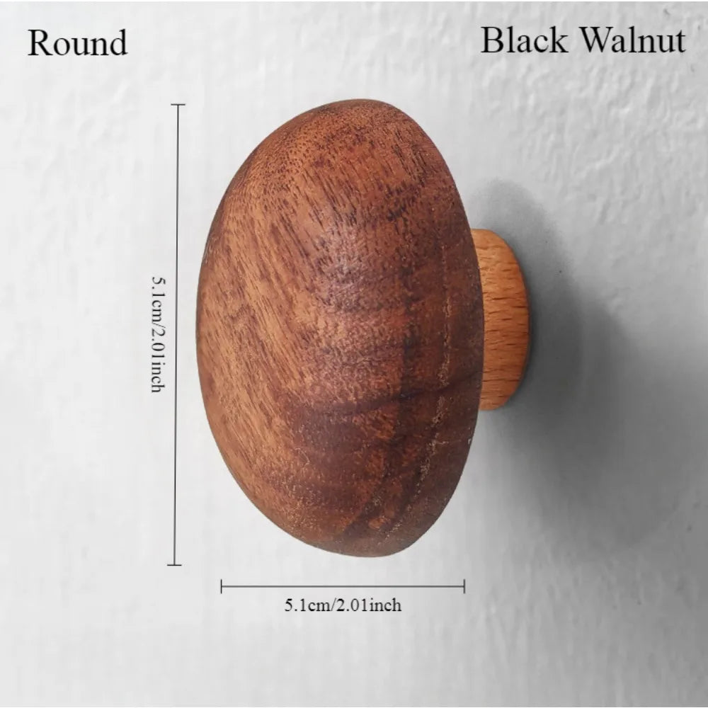 Nordic Solid Wood Pebble Drawer Handle