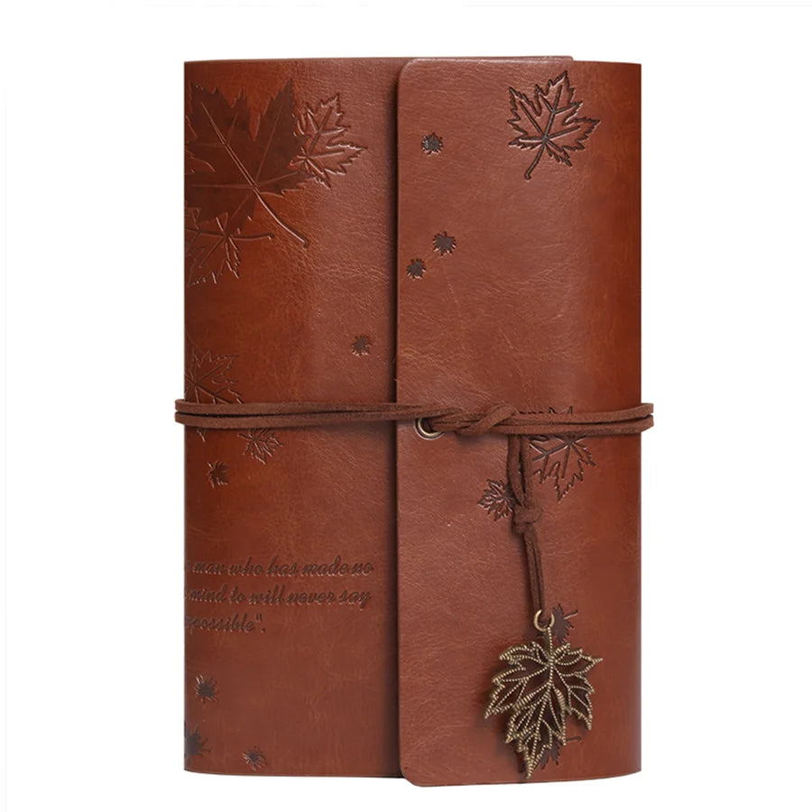 Nostalgic Fallen Leaf Vintage Leather Diary