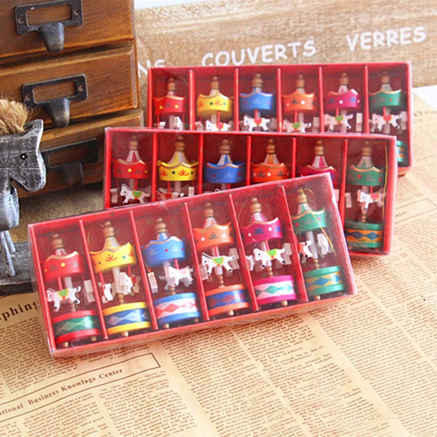 Christmas Wooden Carousel Horse Ornament