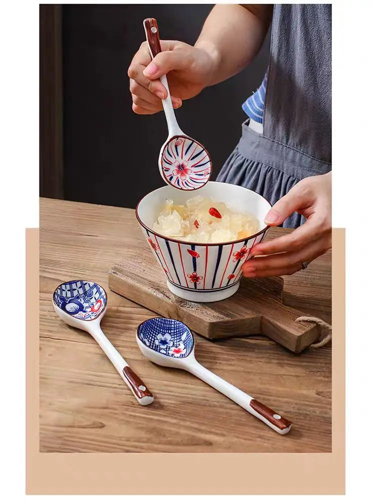 Hand-Painted Ceramic Long-Handled Spoon Set