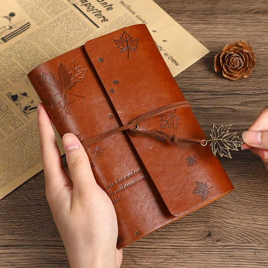 Nostalgic Fallen Leaf Vintage Leather Diary