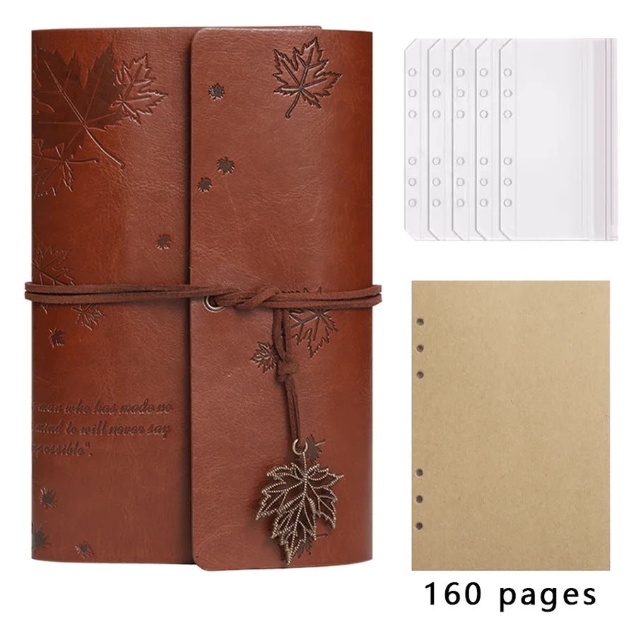 Nostalgic Fallen Leaf Vintage Leather Diary