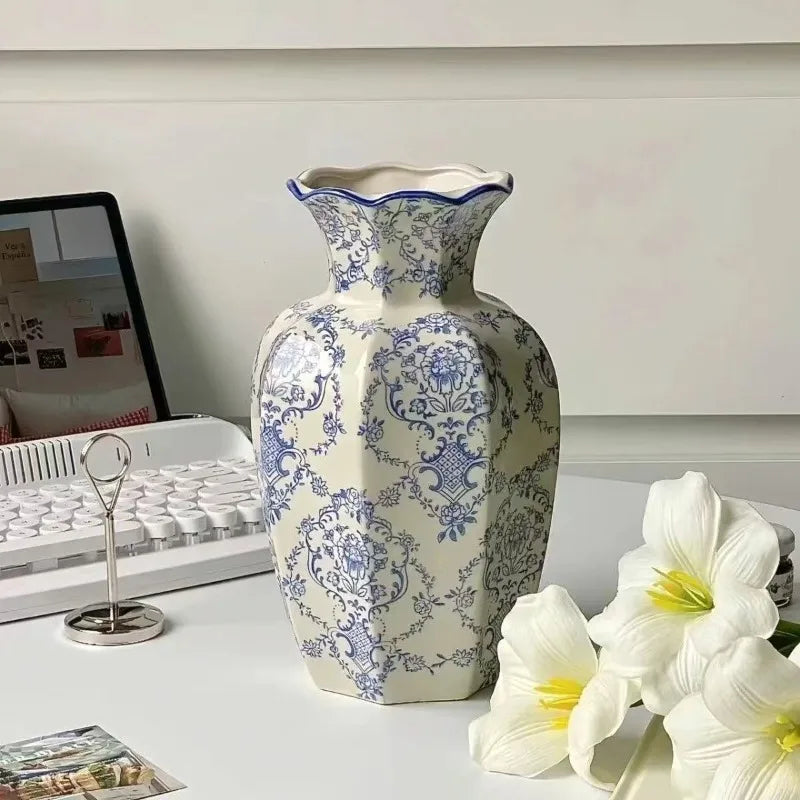 Hand-Painted Blue and White Porcelain Vase