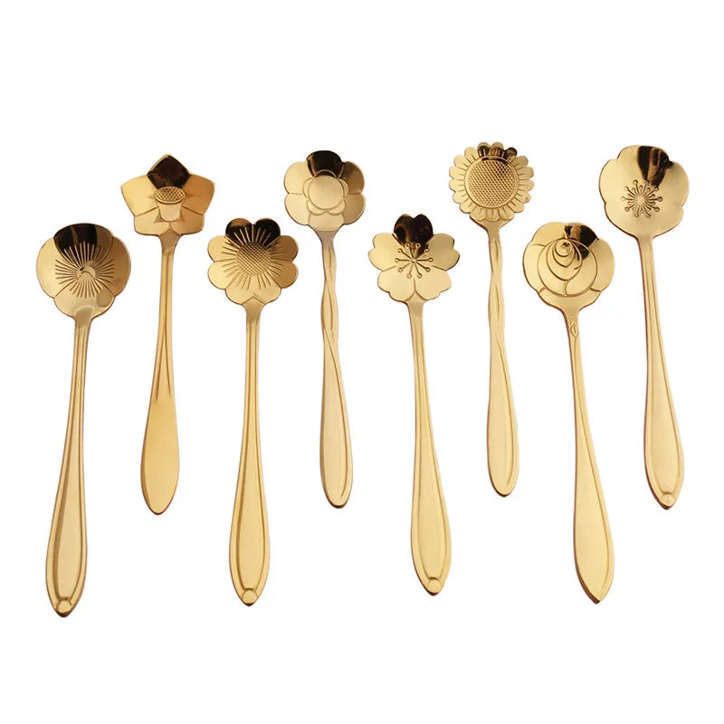 Stainless Steel Flower Spoon Set (8pcs)