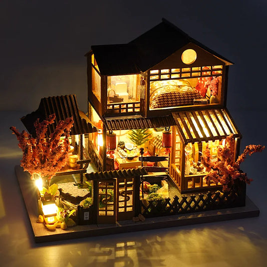 NoeluxeTM DIY Wooden Dollhouse Kit with Light