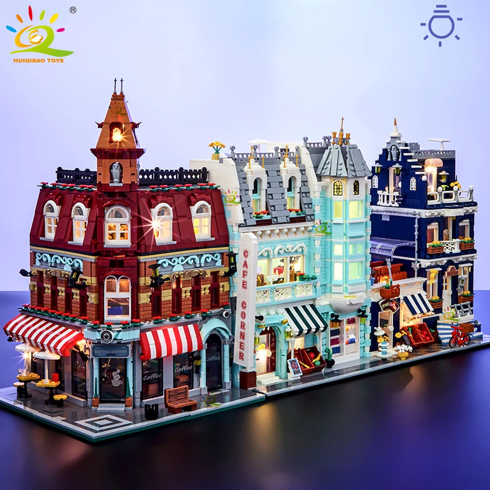 NoeluxeTM City Corner Coffee Shop Building Block Set