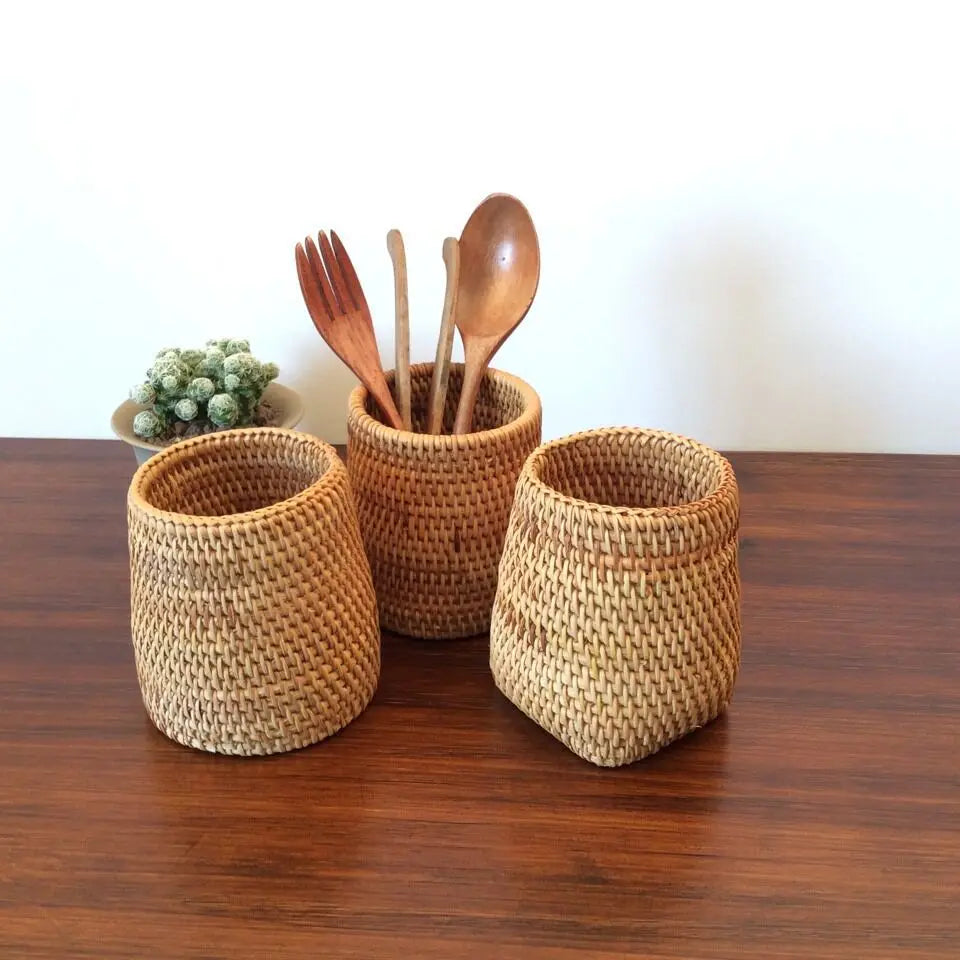 Rattan Tableware Storage Basket