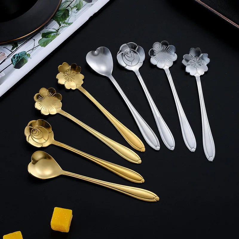 Stainless Steel Flower Spoon Set (8pcs)