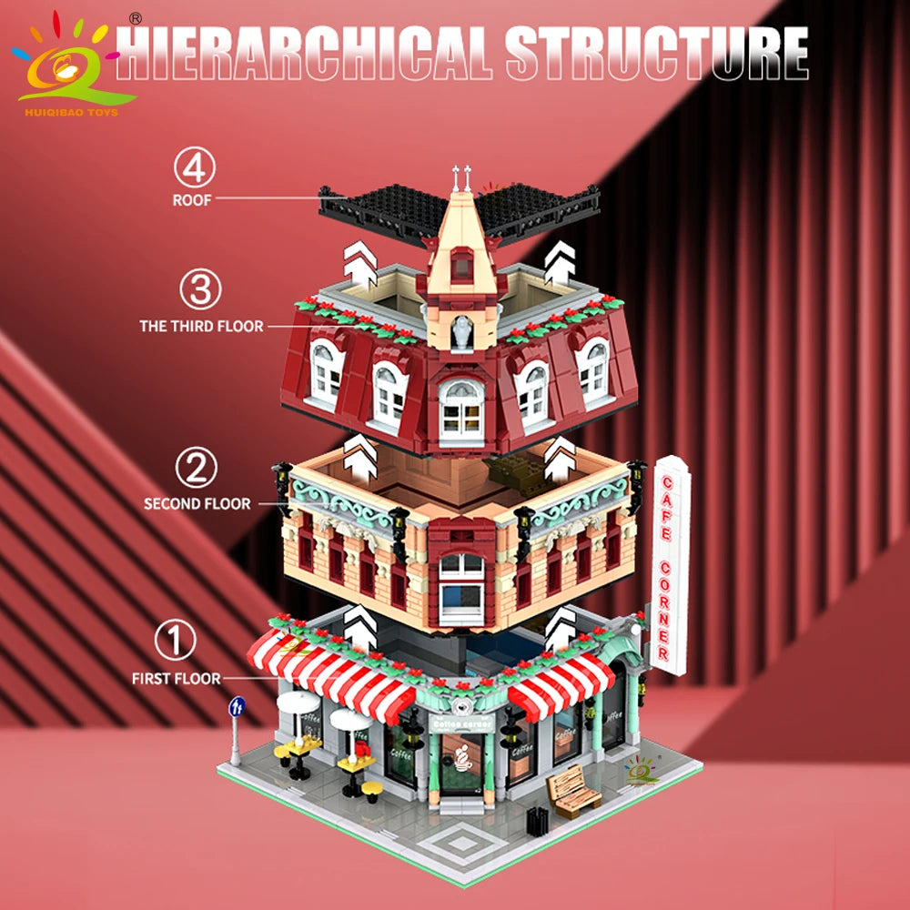 NoeluxeTM City Corner Coffee Shop Building Block Set