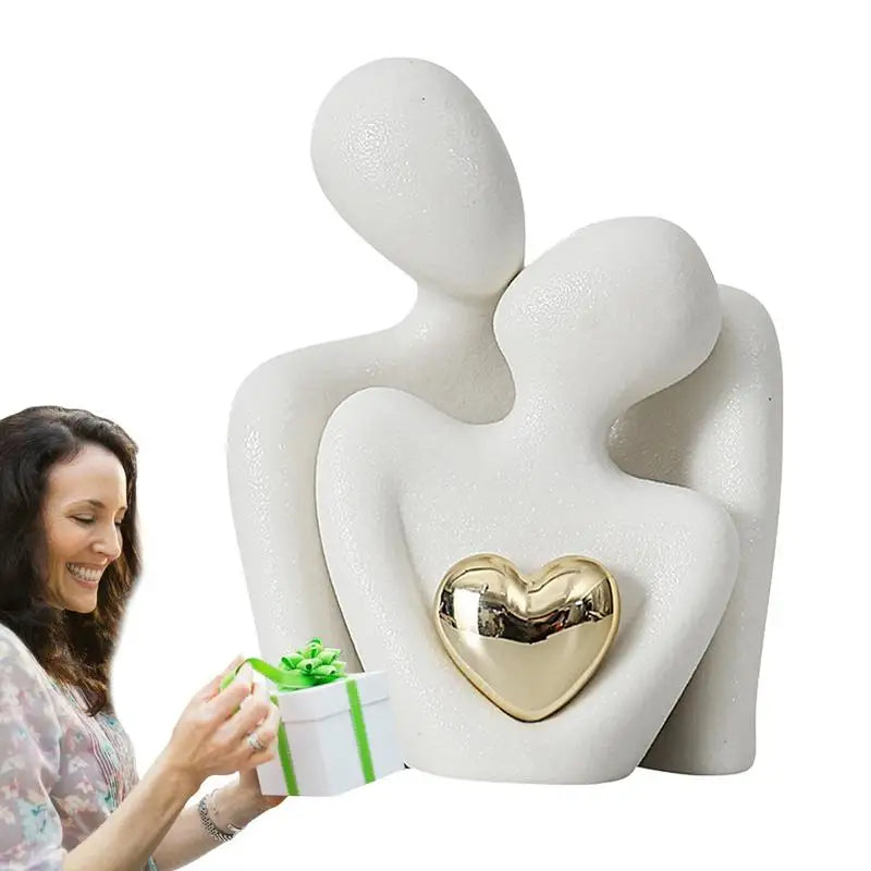 Ceramic Couple Hugging Figurine