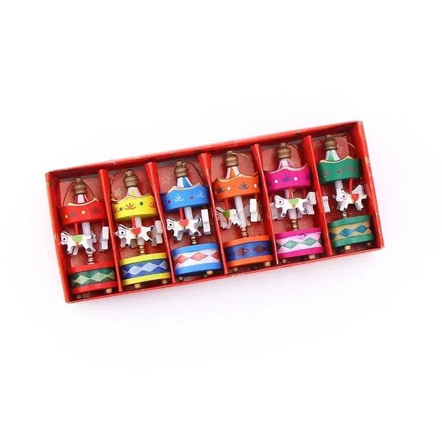 Christmas Wooden Carousel Horse Ornament