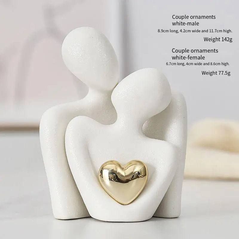 Ceramic Couple Hugging Figurine