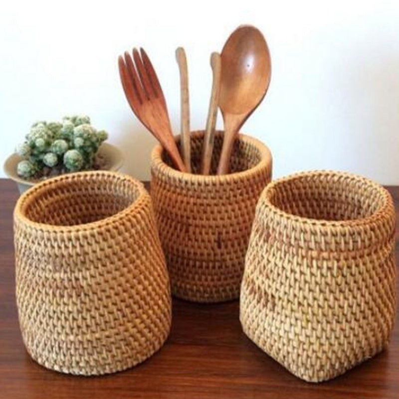 Rattan Tableware Storage Basket